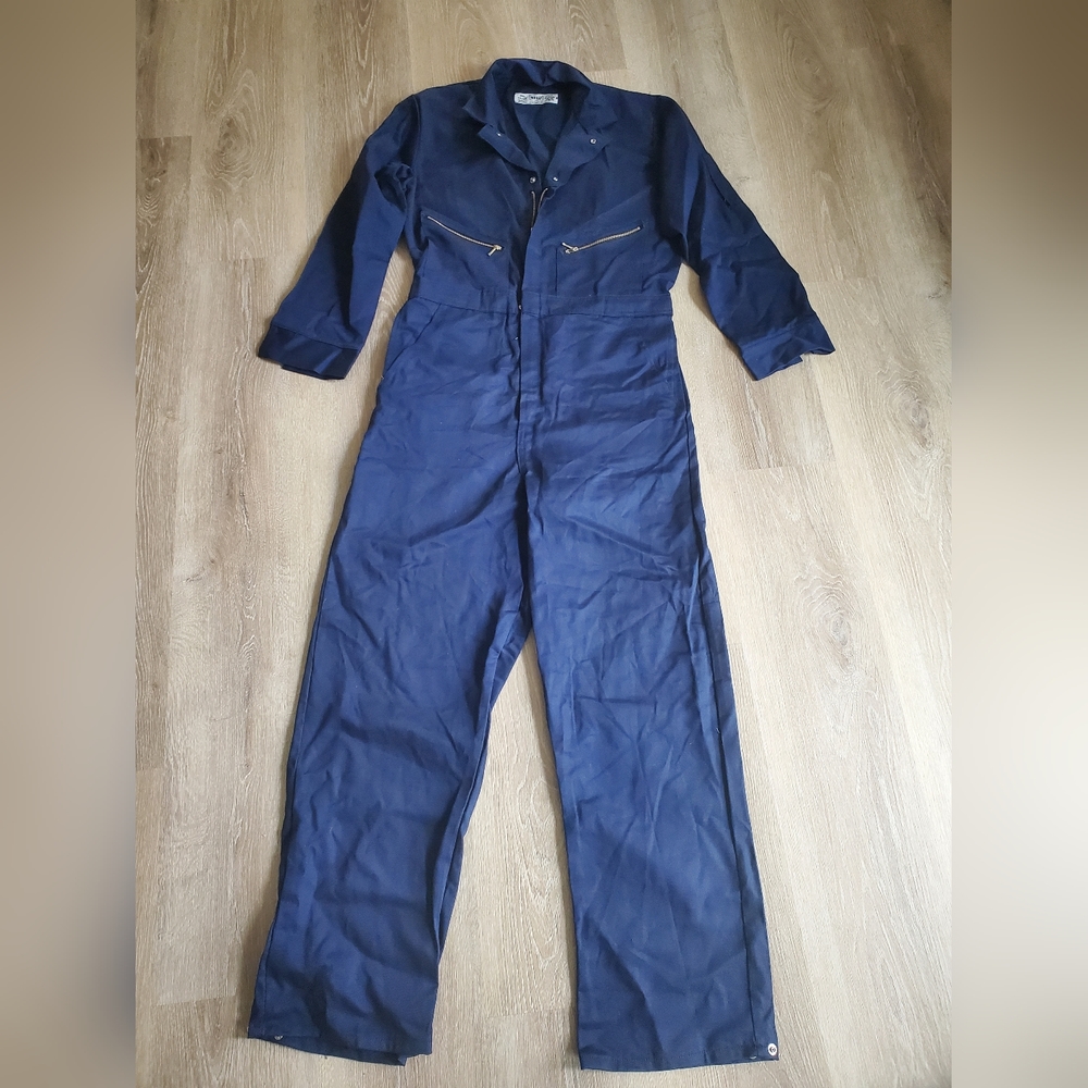 Red Kap Men's Button-Front Cotton Coverall navy blue size 44 LN